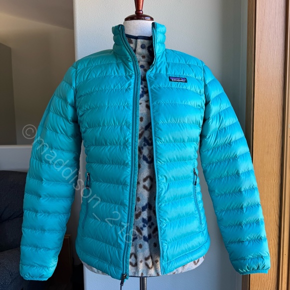 Patagonia Down Sweater Jacket Medium Epic Blue Puffer Coat 800-fill-power down M - Picture 5 of 14